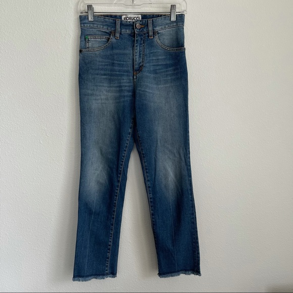 Fiorucci 5 Pocket Capri Cropped Frayed Denim Jeans - Picture 1 of 6